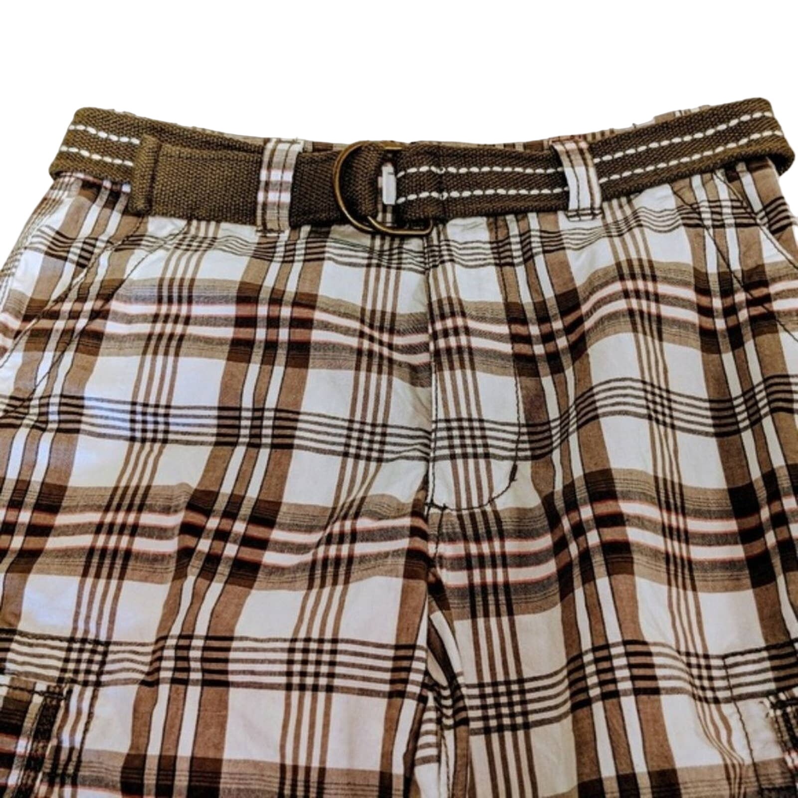 Urban Pipeline Brown Plaid Cargo Shorts Boys 14